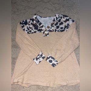 Cow Print Long Sleeve Blouse